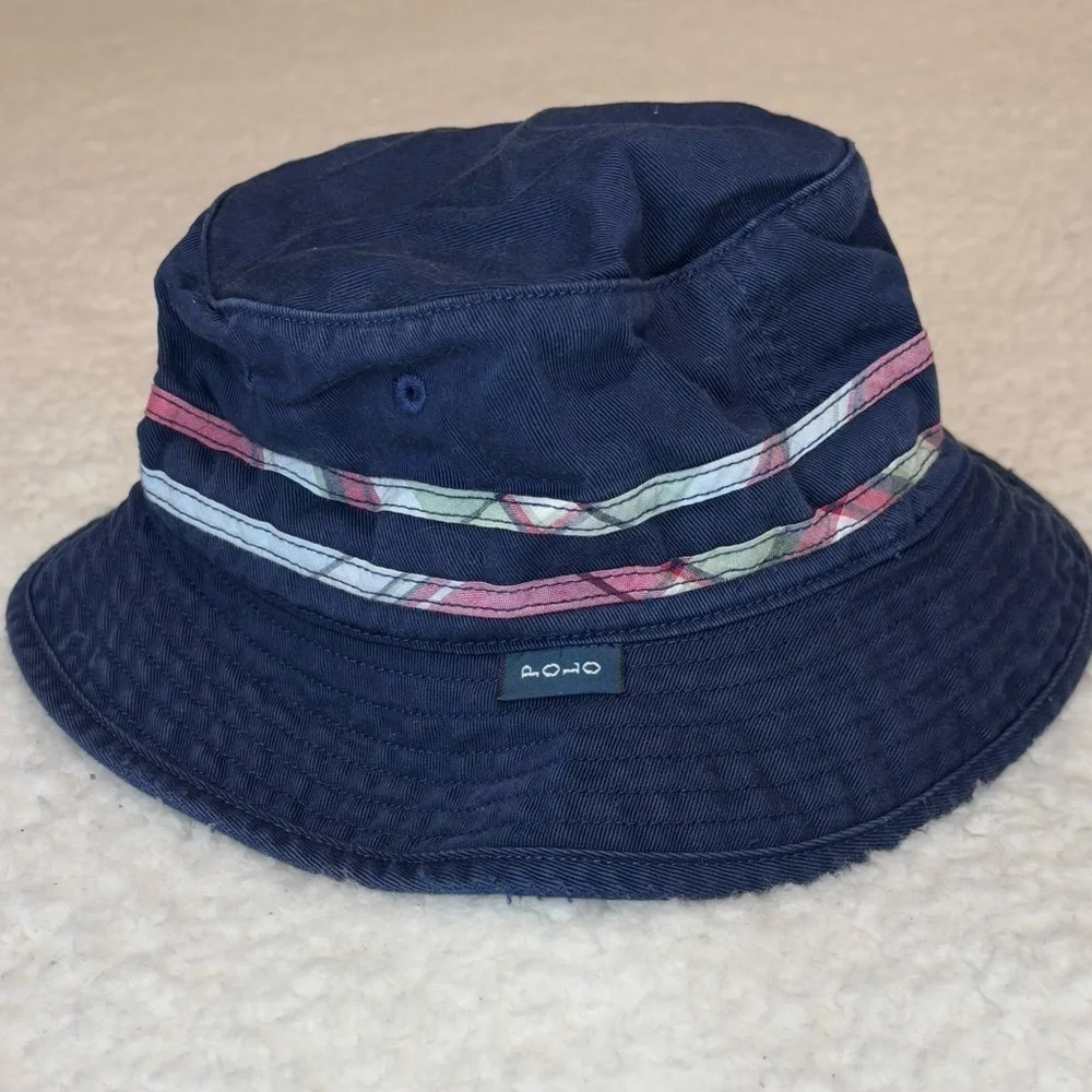 Polo Ralph Lauren Vintage Kids Blue Plaid Details Bucket Hat